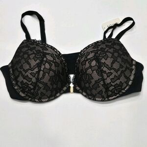 NWT Soma Embraceable Enchanting Lace Front Close Push Up Bra Black 40C